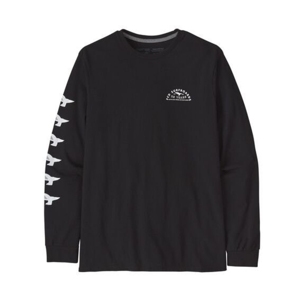 Patagonia Shirt Mens XXL  Responsibili-Tee Long Sleeve FCD Surfboards 25 YRS BLK